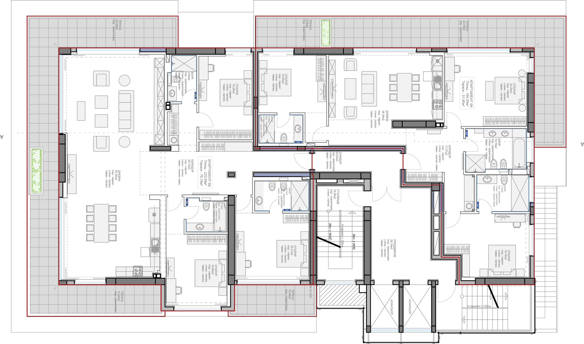 Grundriss Etage 6 — Veronika